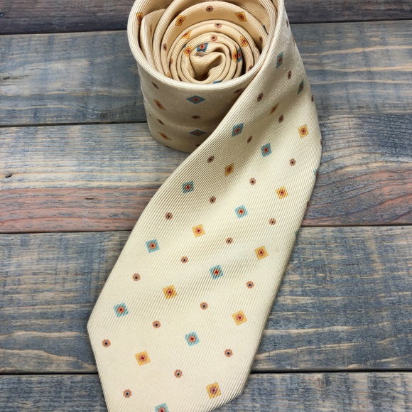 BRIONI Italy Men's yellow lavender & orange tie